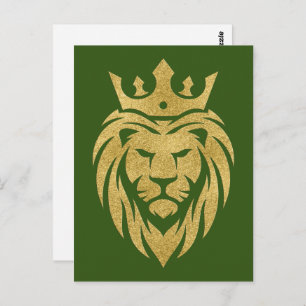 Lion met kroon - gouden stijl 3 briefkaart