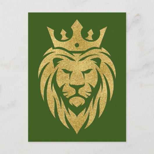 Lion met kroon - gouden stijl 3 briefkaart (Voorkant)