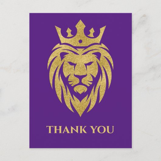 Lion met kroon - gouden stijl 3 briefkaart (Voorkant)