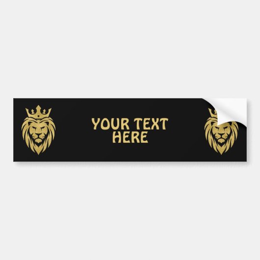 Lion met kroon - gouden stijl 3 bumpersticker (Voorkant)