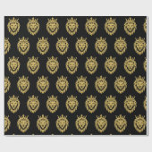 Lion met kroon - gouden stijl 3 cadeaupapier (Vlak)