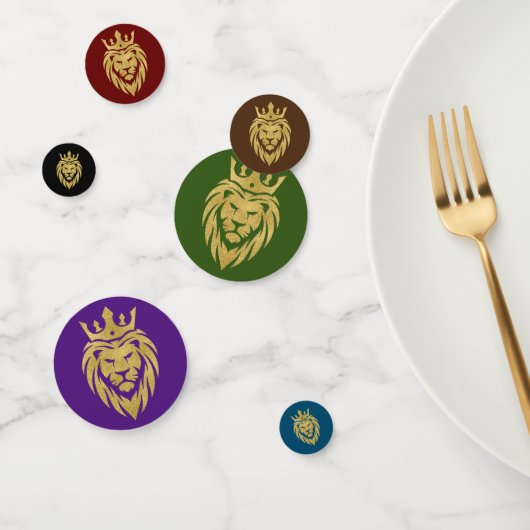 Lion met kroon - gouden stijl 3 confetti (Groep)