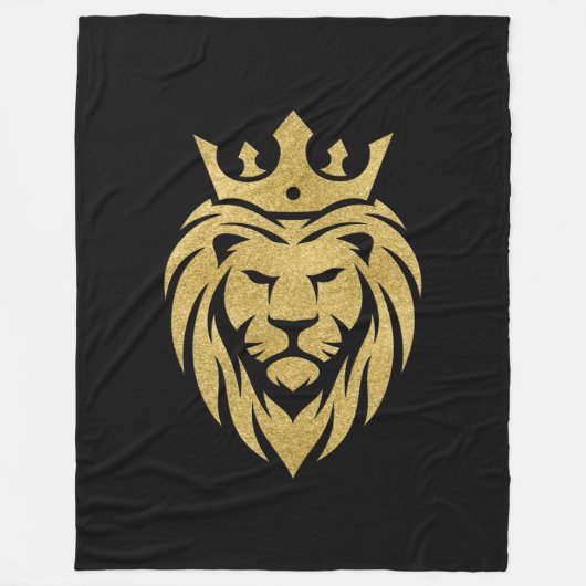 Lion met kroon - gouden stijl 3 fleece deken (Voorkant)