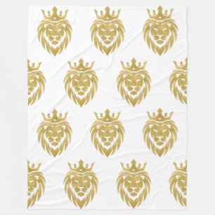 Lion met kroon - gouden stijl 3 fleece deken
