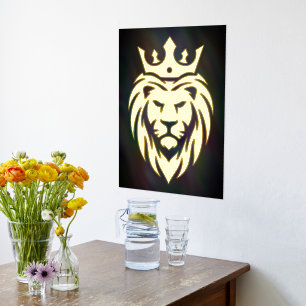 Lion met kroon - gouden stijl 3 folie afdrukken