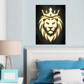 Lion met kroon - gouden stijl 3 folie afdrukken (Insitu (Slaapkamer))