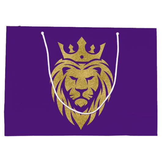 Lion met kroon - gouden stijl 3 groot cadeauzakje (Achterkant)