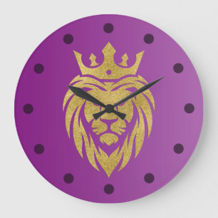 Lion met kroon - gouden stijl 3 grote klok