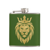 Lion met kroon - gouden stijl 3 heupfles (Voorkant)