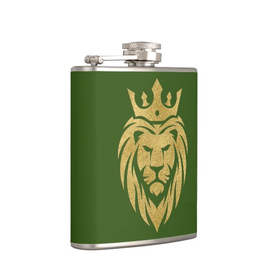 Lion met kroon - gouden stijl 3 heupfles (Rechts)