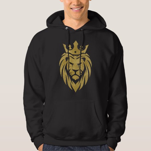 Lion met kroon - gouden stijl 3 hoodie (Voorkant)