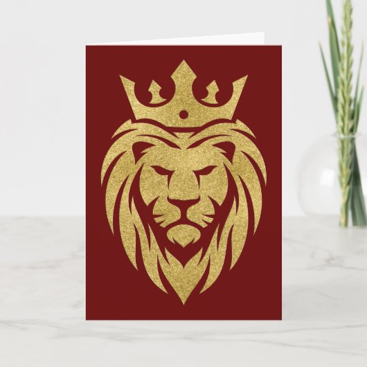 Lion met kroon - gouden stijl 3 kaart (Voorkant)