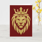 Lion met kroon - gouden stijl 3 kaart (Gele Bloem)