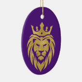 Lion met kroon - gouden stijl 3 keramisch ornament (Rechts)