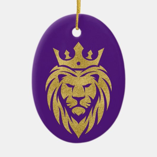 Lion met kroon - gouden stijl 3 keramisch ornament (Voorkant)