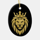 Lion met kroon - gouden stijl 3 keramisch ornament (Achterkant)