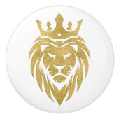 Lion met kroon - gouden stijl 3 keramische knop (Voorkant)