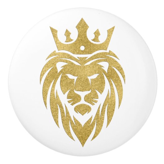Lion met kroon - gouden stijl 3 keramische knop (Voorkant)