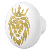Lion met kroon - gouden stijl 3 keramische knop (Rechts)