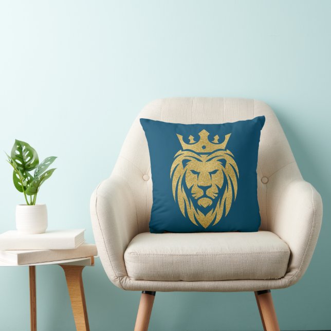 Lion met kroon - gouden stijl 3 kussen (Stoel)
