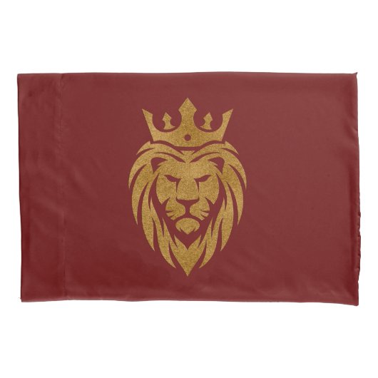 Lion met kroon - gouden stijl 3 kussensloop (Voorkant)