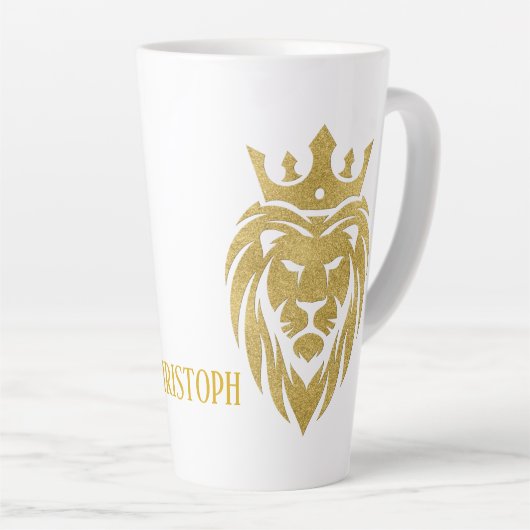 Lion met kroon - gouden stijl 3 latte mok (Rechterhoek)