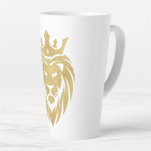 Lion met kroon - gouden stijl 3 latte mok