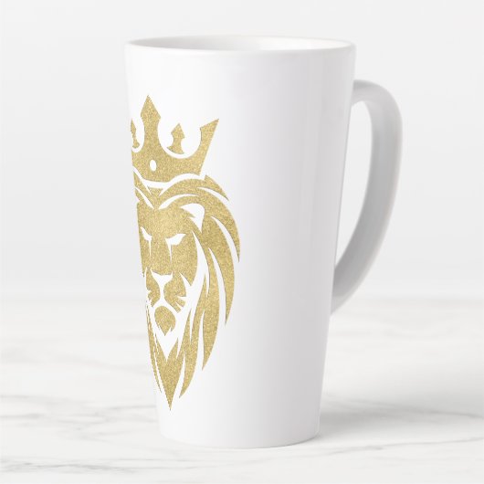 Lion met kroon - gouden stijl 3 latte mok (Rechterhoek)