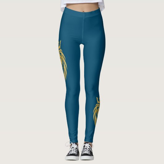 Lion met kroon - gouden stijl 3 leggings (Voorkant)