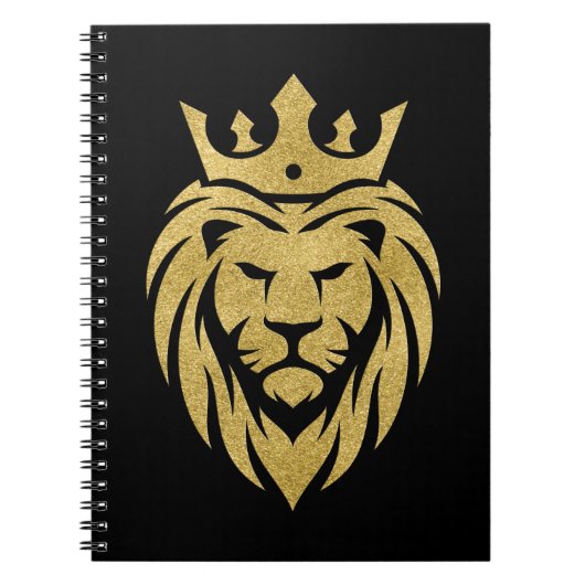 Lion met kroon - gouden stijl 3 notitieboek (Voorkant)