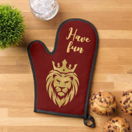 Lion met kroon - gouden stijl 3 ovenwant