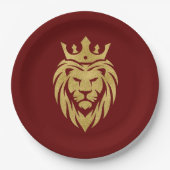 Lion met kroon - gouden stijl 3 papieren bordje (Voorkant)