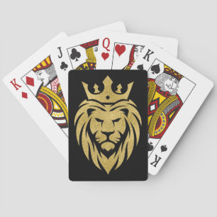 Lion met kroon - gouden stijl 3 pokerkaarten