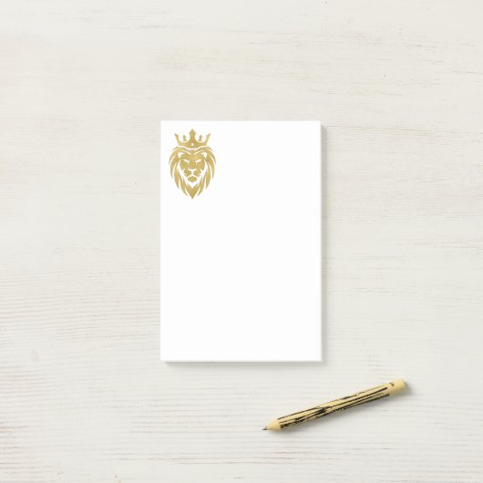 Lion met kroon - gouden stijl 3 post-it® notes (Op bureau)