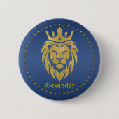 Lion met kroon - gouden stijl 3 ronde button 5,7 cm (Voorkant)