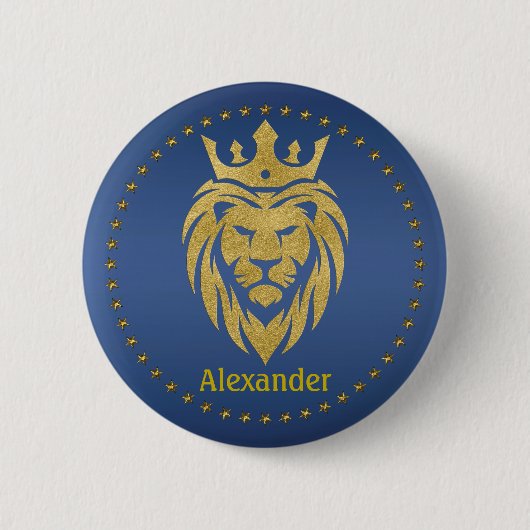 Lion met kroon - gouden stijl 3 ronde button 5,7 cm (Voorkant)