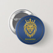 Lion met kroon - gouden stijl 3 ronde button 5,7 cm (Voorkant /achterkant)