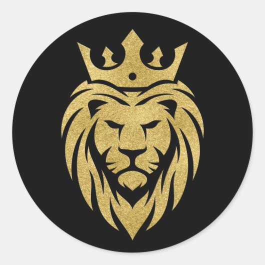 Lion met kroon - gouden stijl 3 ronde sticker (Voorkant)