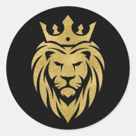 Lion met kroon - gouden stijl 3 ronde sticker