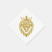 Lion met kroon - gouden stijl 3 servet (Hoek)