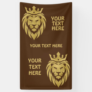 Lion met kroon - gouden stijl 3 spandoek