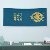 Lion met kroon - gouden stijl 3 spandoek (Beurs)