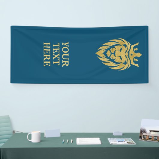 Lion met kroon - gouden stijl 3 spandoek (Beurs)