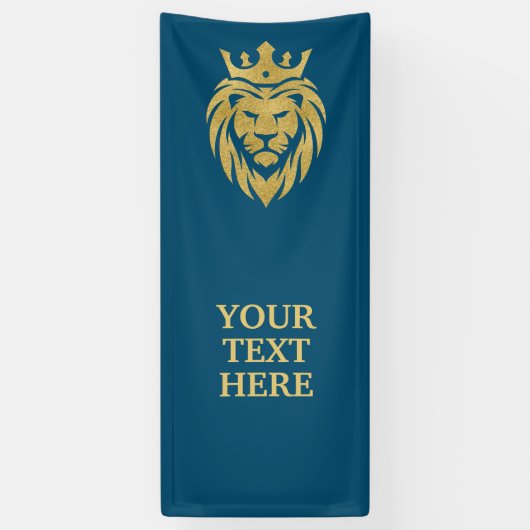 Lion met kroon - gouden stijl 3 spandoek (Verticaal)