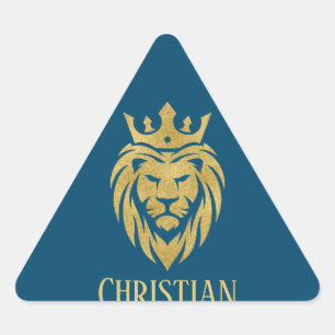 Lion met kroon - gouden stijl 3 sticker
