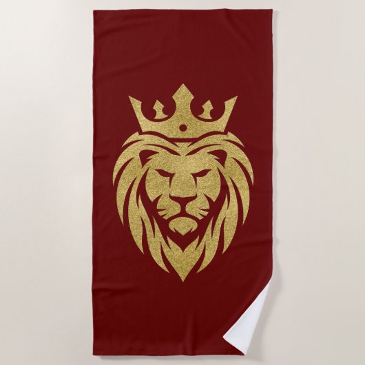 Lion met kroon - gouden stijl 3 strandlaken (Voorkant)