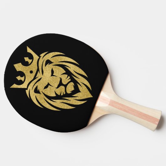 Lion met kroon - gouden stijl 3 tafeltennisbatje (Zijkant)
