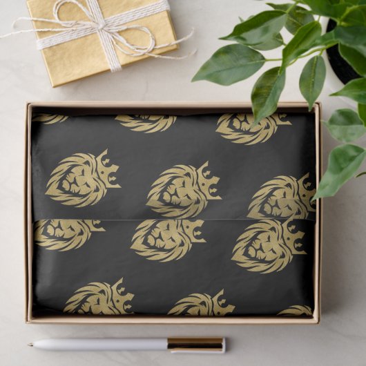 Lion met kroon - gouden stijl 3 tissuepapier (Geschenk)