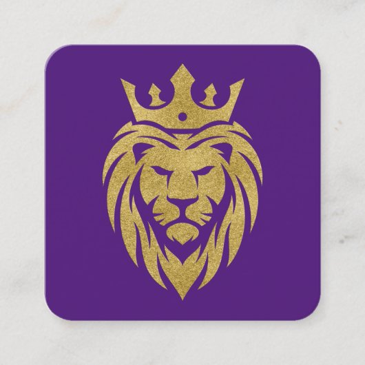Lion met kroon - gouden stijl 3 vierkante visitekaartje (Voorkant)