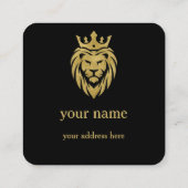 Lion met kroon - gouden stijl 3 vierkante visitekaartje (Achterkant)
